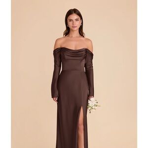 Birdy Grey Maya Matte Satin Espresso Bridesmaid Dress